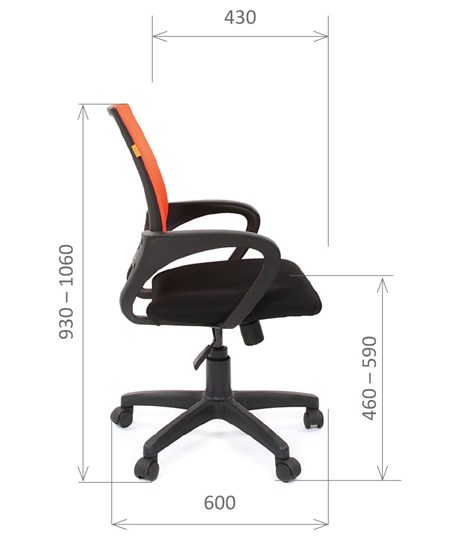 Офисное кресло CHAIRMAN 696 black Сетчатый акрил DW66 оранжевый в Барнауле - изображение 2