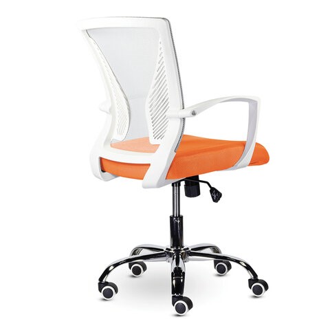 Офисное кресло Brabix Wings MG-306 (пластик белый, хром, сетка, серое/оранжевое) в Барнауле - изображение 2