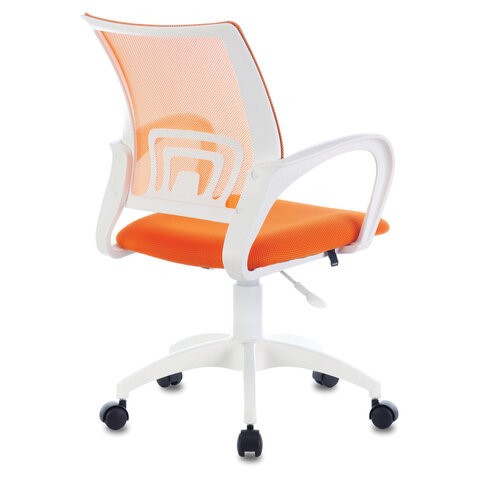 Кресло офисное Brabix Fly MG-396W (с подлокотниками, пластик белый, сетка, оранжевое) 532401 в Барнауле - изображение 3