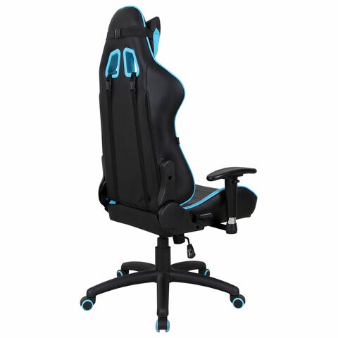 Офисное кресло Brabix GT Master GM-110 (две подушки, экокожа, черное/голубое) 531928 в Барнауле - изображение 2