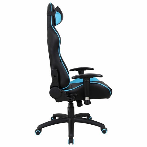 Офисное кресло Brabix GT Master GM-110 (две подушки, экокожа, черное/голубое) 531928 в Барнауле - изображение 1