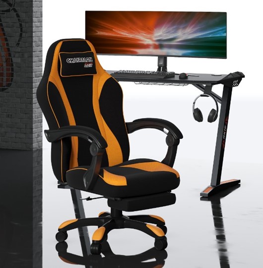 Игровое кресло CHAIRMAN GAME 35 с выдвижной подставкой для ног Ткань черная / Ткань оранжевая в Барнауле - изображение 4