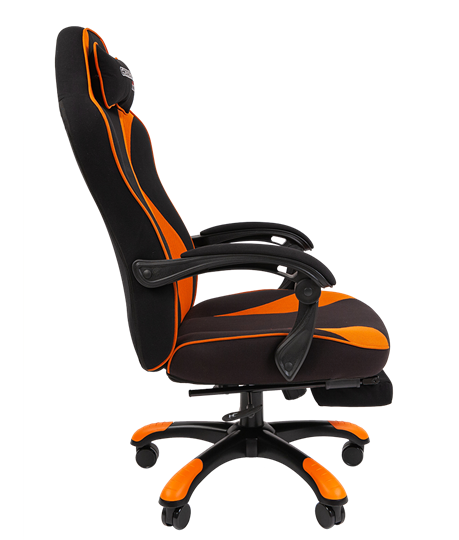 Игровое кресло CHAIRMAN GAME 35 с выдвижной подставкой для ног Ткань черная / Ткань оранжевая в Барнауле - изображение 2