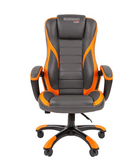 Кресло компьютерное CHAIRMAN GAME 22 эко кожа, серый/оранжевый в Барнауле - изображение 3