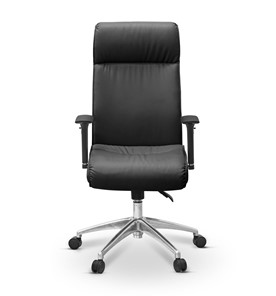 Офисное кресло для руководителя Dark (подлокотники 3D) натуральная кожа с компаньоном / черная в Барнауле