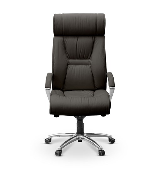 Офисное кресло для руководителя Олимп X (подлокотники хромированные) экокожа премиум / черная CN1114 в Барнауле - изображение 1