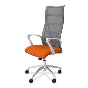 Кресло в офис Топ X белый каркас, сетка/ткань TW / серая/оранжевая в Барнауле - предосмотр 2