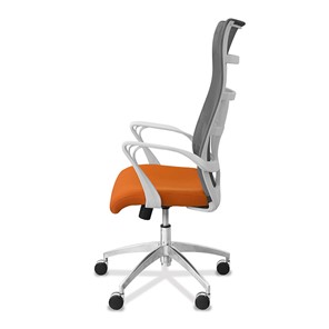 Кресло в офис Топ X белый каркас, сетка/ткань TW / серая/оранжевая в Барнауле - предосмотр 3