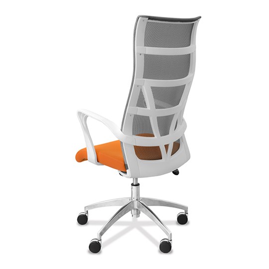 Кресло в офис Топ X белый каркас, сетка/ткань TW / серая/оранжевая в Барнауле - изображение 4