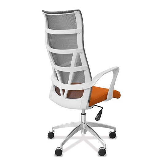 Кресло в офис Топ X белый каркас, сетка/ткань TW / серая/оранжевая в Барнауле - изображение 6