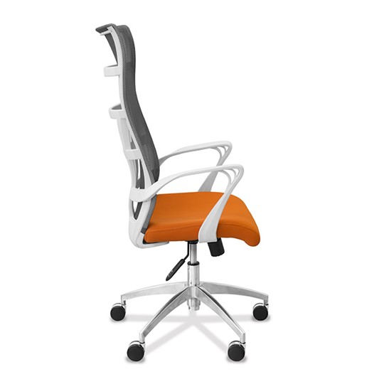 Кресло в офис Топ X белый каркас, сетка/ткань TW / серая/оранжевая в Барнауле - изображение 7