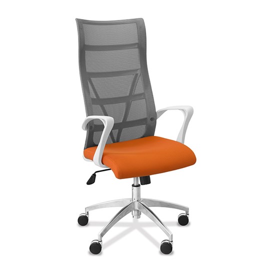 Кресло в офис Топ X белый каркас, сетка/ткань TW / серая/оранжевая в Барнауле - изображение 9