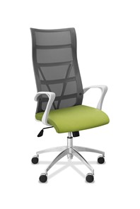 Кресло в офис Топ X белый каркас, сетка/ткань Bahama / серая/фисташковая в Барнауле