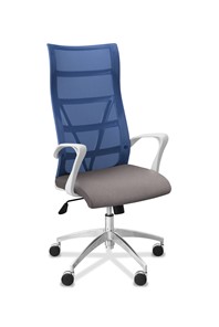 Офисное кресло Топ X белый каркас, сетка/ткань TW / синяя/серая в Барнауле