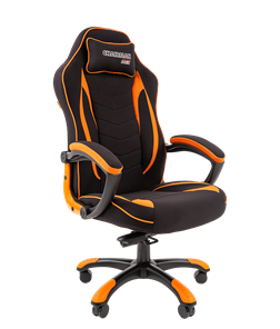 Кресло игровое CHAIRMAN GAME 28 Полиэстер комбинированная ткань оранжевый/черный в Барнауле - предосмотр
