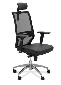 Кресло офисное Aero lux с подголовником, сетка/экокожа / черная/черная CN1114 в Барнауле