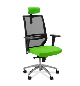 Офисное кресло для руководителя Aero lux с подголовником, сетка/ткань TW / черная/ салатовая в Барнауле
