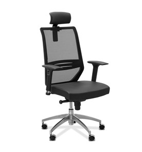 Кресло офисное Aero lux с подголовником, сетка/ткань TW / черная/черная в Барнауле