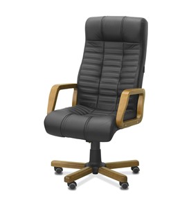 Кресло для руководителя Атлант W, экокожа премиум / черная CN1114/ дерево - орех в Барнауле - предосмотр 2