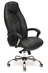 Офисное кресло BOSS Lux, кож/зам, черный/черный перфорированный, арт.9160 в Барнауле