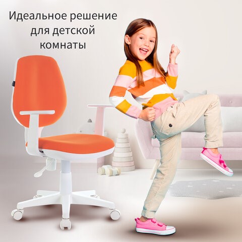 Кресло Brabix Fancy MG-201W (с подлокотниками, пластик белый, оранжевое) 532410 в Барнауле - изображение 5