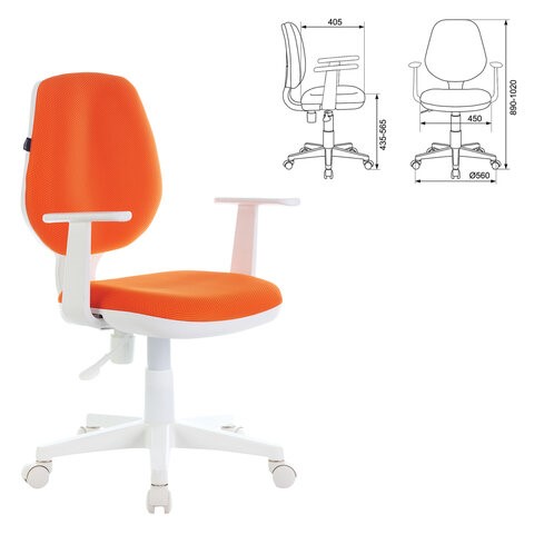 Кресло Brabix Fancy MG-201W (с подлокотниками, пластик белый, оранжевое) 532410 в Барнауле - изображение 3
