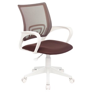 Офисное кресло BRABIX "Fly MG-396W", с подлокотниками, пластик белый, сетка, коричневое, 532398, MG-396W_532398 в Барнауле