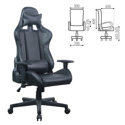 Кресло офисное Brabix GT Carbon GM-115 (две подушки, экокожа, черное) 531932 в Барнауле - изображение 15