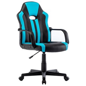 Офисное кресло BRABIX "Stripe GM-202", экокожа, черное/голубое, 532509 в Барнауле