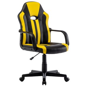 Кресло компьютерное RABIX "Stripe GM-202", экокожа, черное/желтое, 532510 в Барнауле