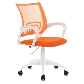 Кресло офисное Brabix Fly MG-396W (с подлокотниками, пластик белый, сетка, оранжевое) в Барнауле