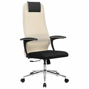 Офисный стул BRABIX PREMIUM "Ultimate EX-801" хром, плотная двойная сетка Х2, черное/бежевое, 532919 в Барнауле