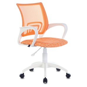 Компьютерное кресло Brabix Fly MG-396W (с подлокотниками, пластик белый, сетка, оранжевое с рисунком "Giraffe") 532402 в Барнауле - предосмотр