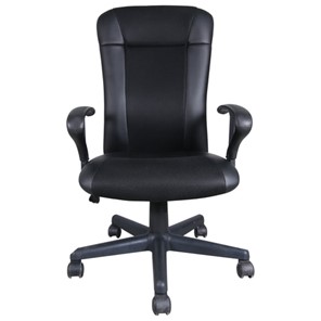 Кресло компьютерное Brabix Optima MG-370 (с подлокотниками, экокожа/ткань, черное) 531580 в Барнауле