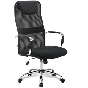 Офисное кресло Brabix Fit EX-514 (с подголовником, хром, черное) 531949 в Барнауле