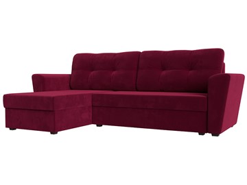 Угловой диван с оттоманкой Амстердам Лайт, Бордовый (микровельвет) в Барнауле