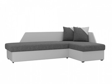 Угловой диван с оттоманкой Андора, Серый/Белый (рогожка/экокожа) в Барнауле