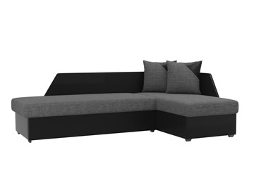 Угловой диван с оттоманкой Андора, Серый/Черный (рогожка/экокожа) в Барнауле