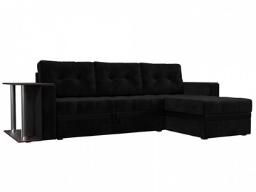 Угловой диван для гостиной Атланта М, Черный (велюр) в Барнауле