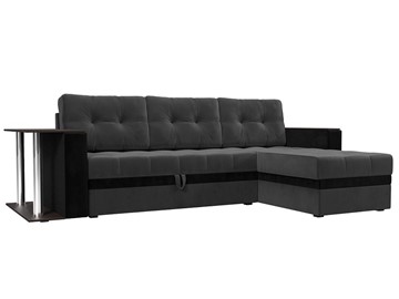 Угловой диван для гостиной Атланта М, Серый/Черный (велюр) в Барнауле