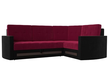 Угловой раскладной диван Белла, Бордовый/Черный (Микровельвет) в Барнауле