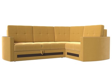 Угловой раскладной диван Белла, Желтый (Микровельвет) в Барнауле