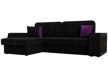 Угловой диван Брюссель, Черный/фиолетовый (вельвет) в Барнауле