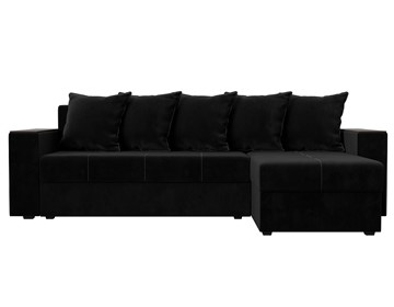 Угловой диван с оттоманкой Дубай Лайт, Черный (велюр) в Барнауле - предосмотр 1