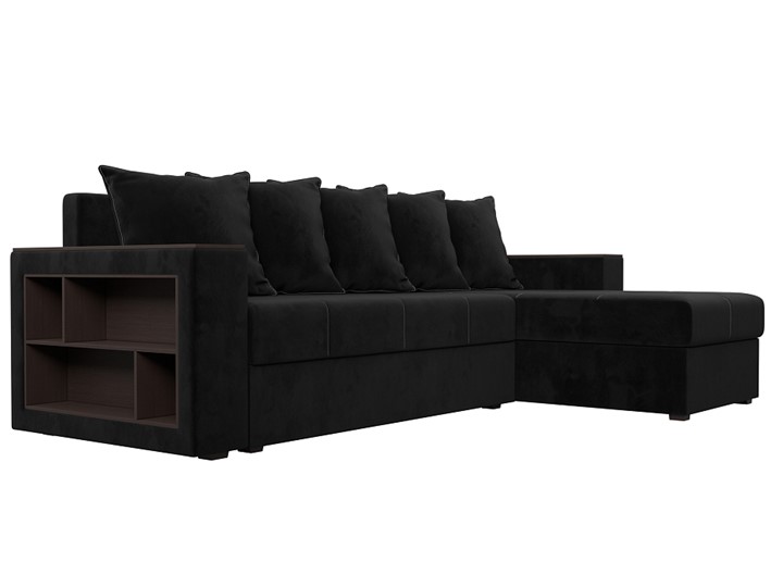 Угловой диван с оттоманкой Дубай Лайт, Черный (велюр) в Барнауле - изображение 2