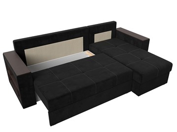 Угловой диван с оттоманкой Дубай Лайт, Черный (велюр) в Барнауле - предосмотр 5