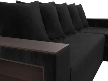 Угловой диван с оттоманкой Дубай Лайт, Черный (велюр) в Барнауле - предосмотр 8
