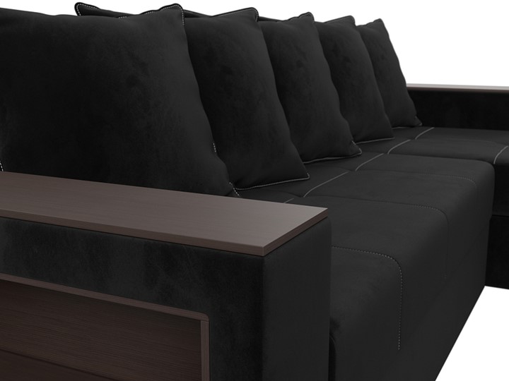 Угловой диван с оттоманкой Дубай Лайт, Черный (велюр) в Барнауле - изображение 8