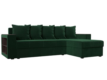 Угловой диван с оттоманкой Дубай Лайт, Зеленый (велюр) в Барнауле