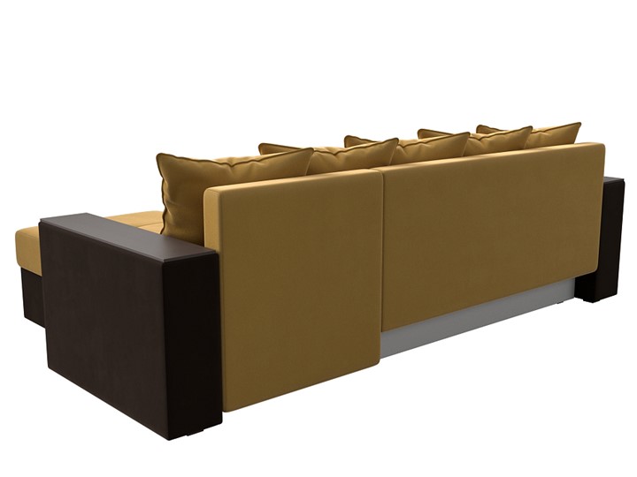Угловой раскладной диван Дубай Лайт, Желтый/Коричневый (микровельвет) в Барнауле - изображение 7